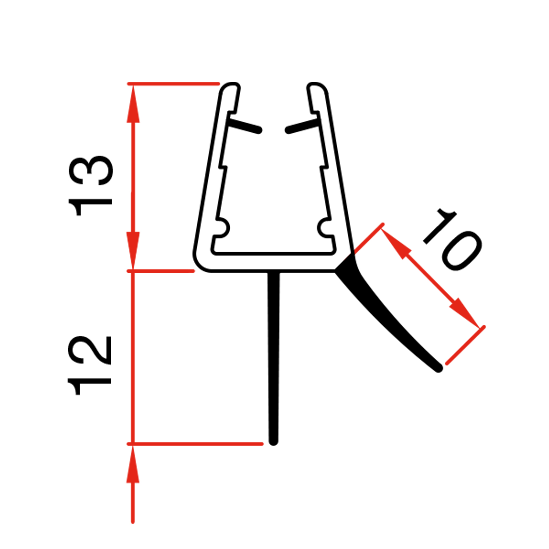 #1001/20 Wasserablaufprofil mit Dichtkeder für 6+8 mm Glas, 2Meter, transparent