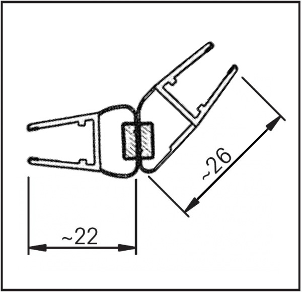#2271 Magnetdichtung Set 135° für 4-5 mm Glas, Länge 2m(Set =2x 2 Meter), transparent
